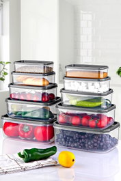 Hermia Set de 10 Cajas de Almacenaje Transparentes Libres de BPA